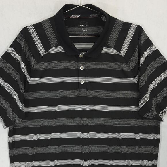 Oakley Polo Mens Extra Large Black Gray Striped Hydrolix Performance Golf Shirt - Picture 2 of 13
